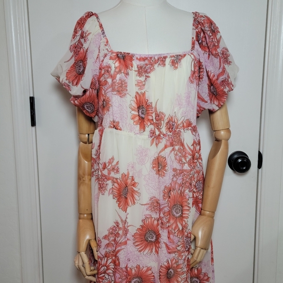 Listicle Maternity Floral Puff Sleeve Maxi  Babyshower Dress Medium - Picture 3 of 10